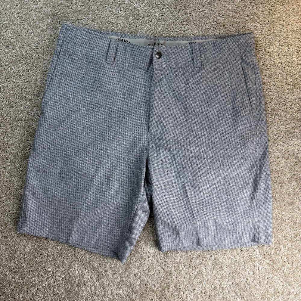 Callaway Chino Shorts Mens 36 Gray Geometric Stretch Golf Pockets Summer